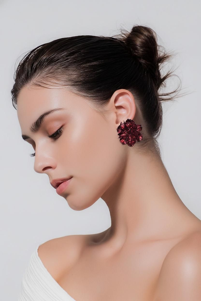 Boucles Camélia- Collection Saint Valentin rouge passion