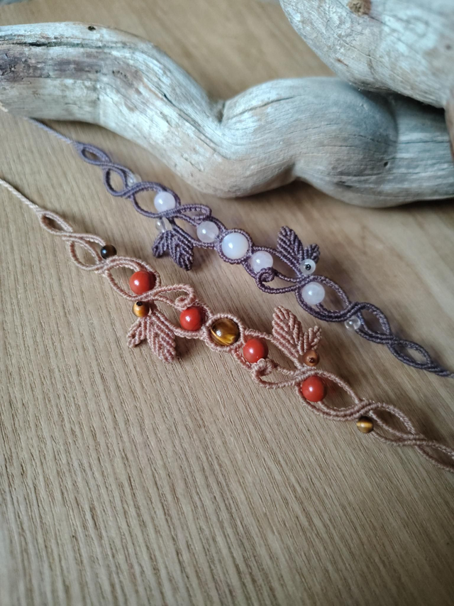 Bracelets feuilles en macramé 