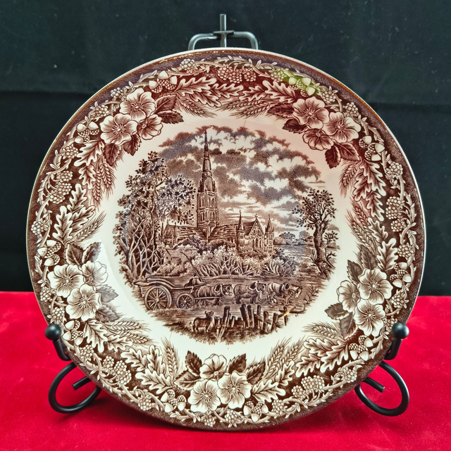 Churchill | Diep bord Soepbord (diameter 20,0 cm | hoogte 4,0 cm) 'English scenery’ motief in bruine kleur | Vintage
