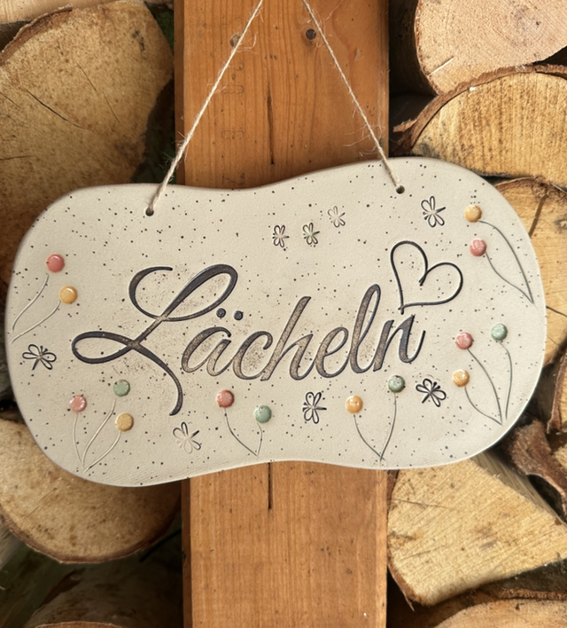 Keramikschild „ Lächeln“ Farbe: braun