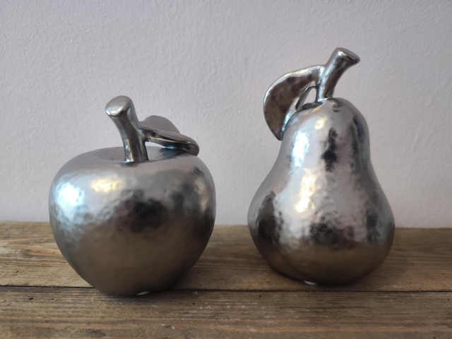 Silver Apple and Pear Ornament 