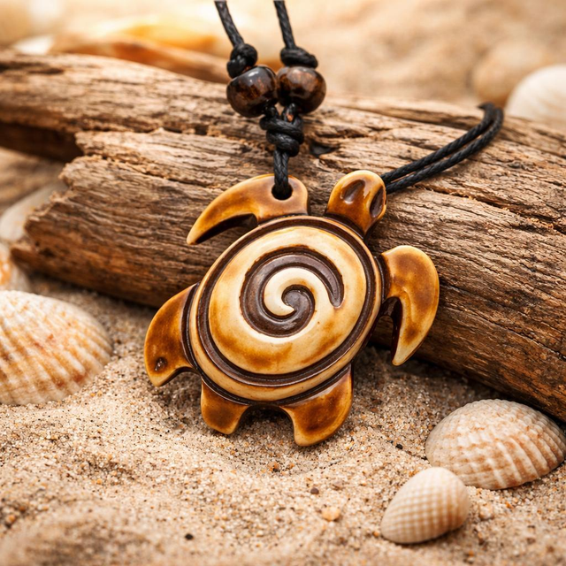 "Spiralo" Pendentif tortue sur cordon réglable - TOR-010