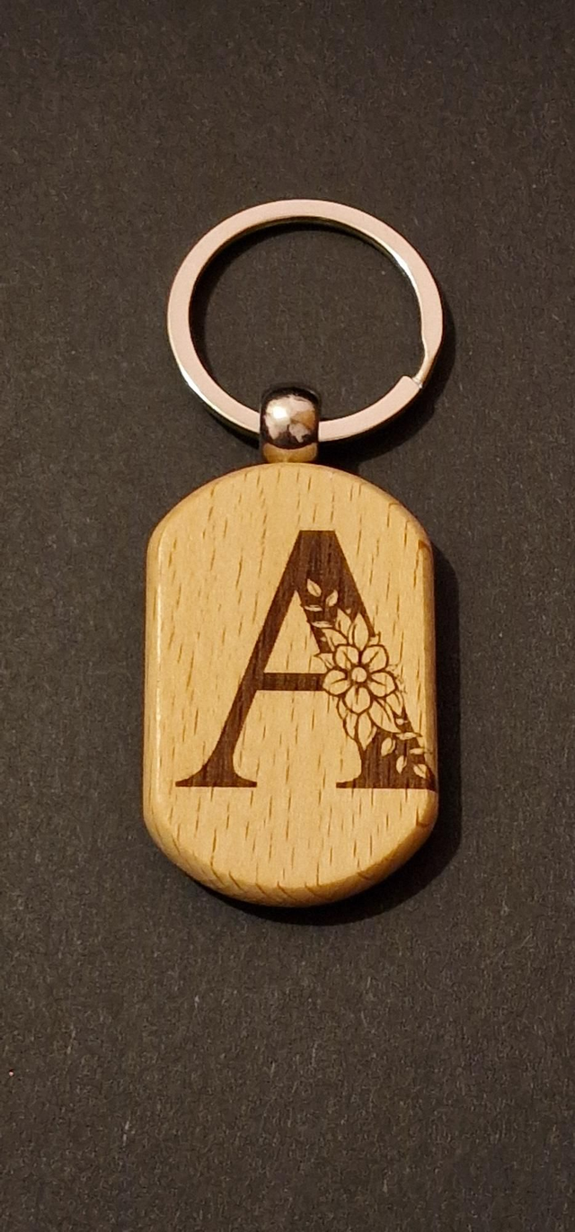 Wooden Chunky key chain Letter A