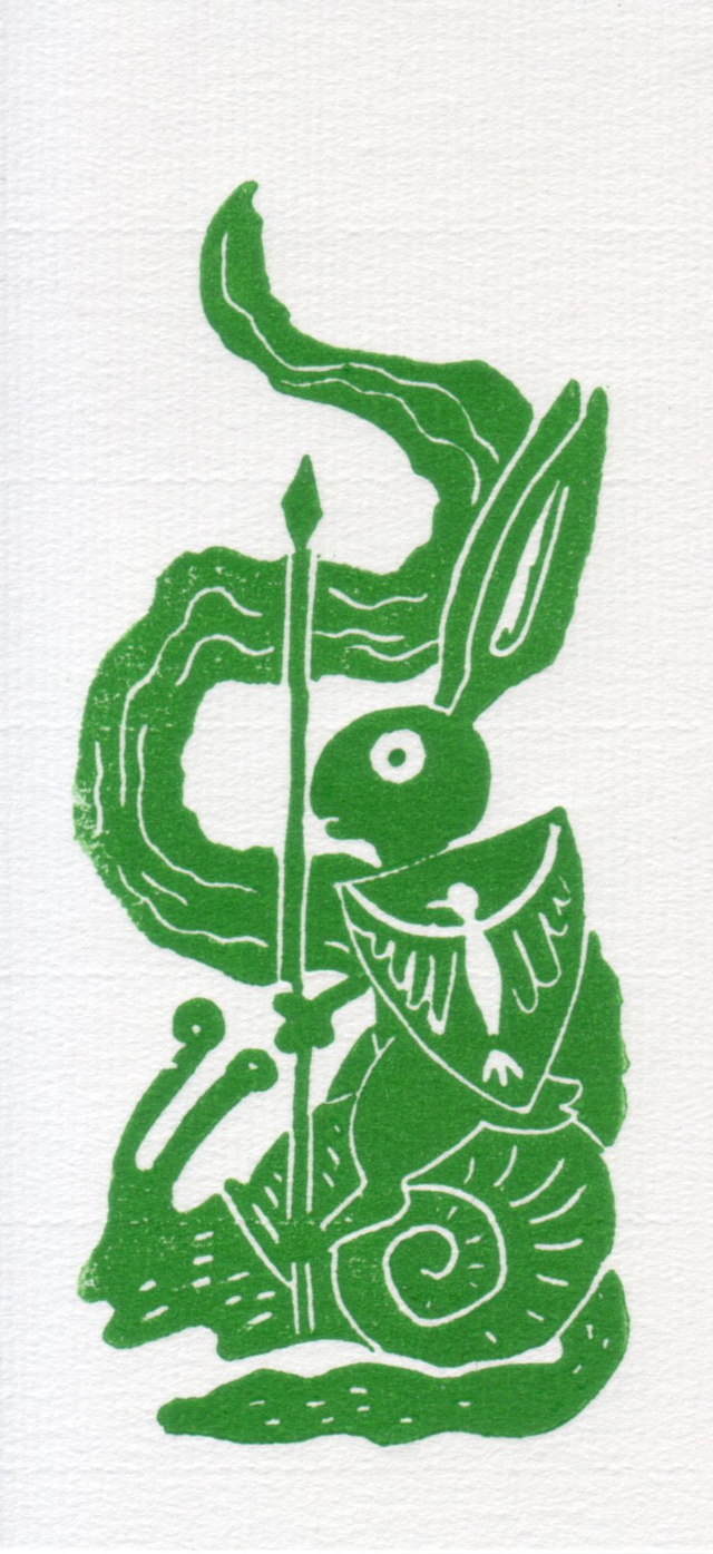 Lapin sur son escargot