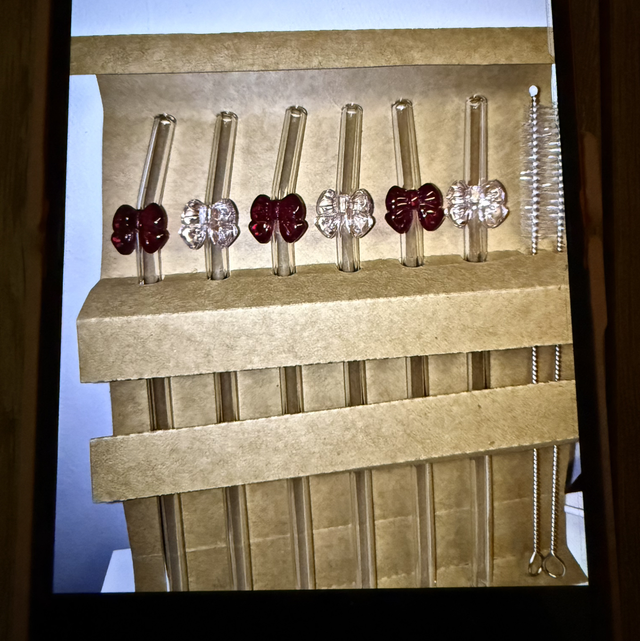 Strohhalm Glas Schleife