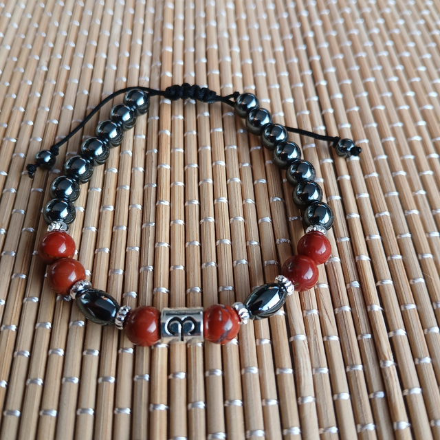 Sterrenbeeld armband Ram - Hematiet en rode Jaspis (7.024)