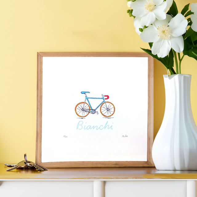 Bianchi Campagnolo Bicycle Art Print – Unique Gift for Him | Stylish Wall Art for Cyclists