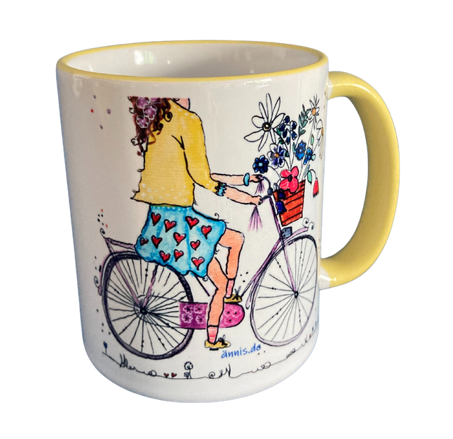 Keramiktasse "Radlerin"