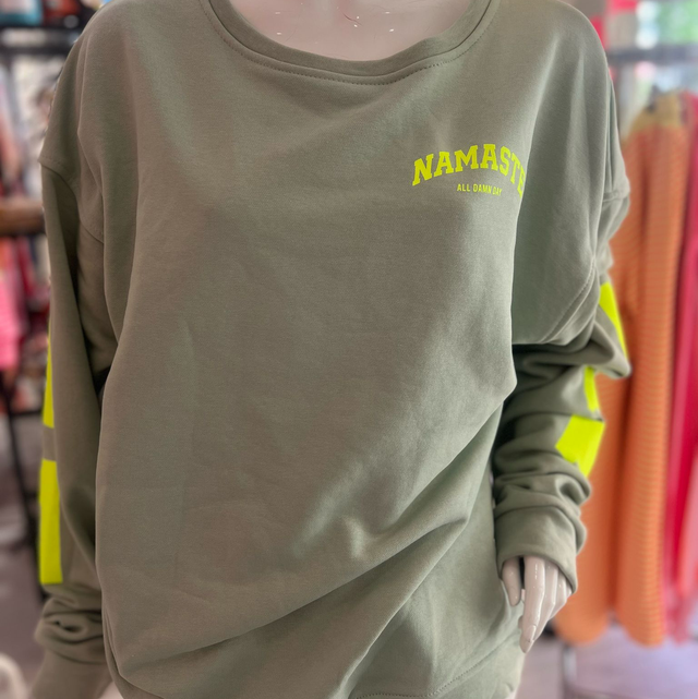 Sweatshirt Namaste Oliv/Neongelb One Size