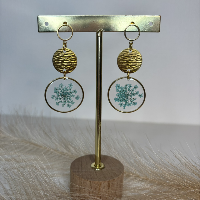 Boucles d’oreilles fleurs turquoise