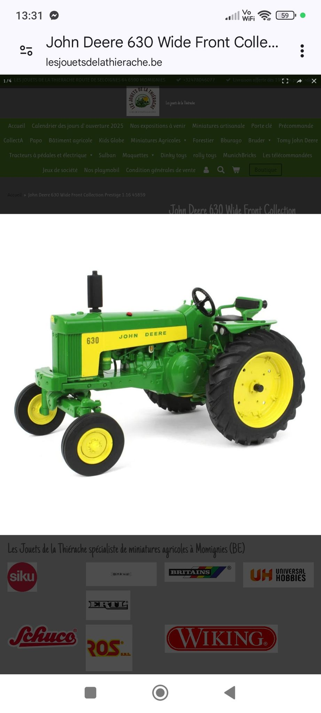 John Deere 630 Wide Front Collection Prestige 1:16 45859