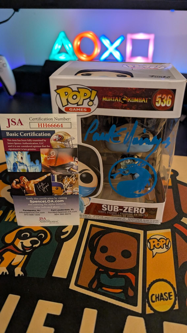 Funko Pop Mortal Kombat Sub Zero 536 Signed by Paul E Niemeyer &amp; Daniel Pesina with JSA COA 