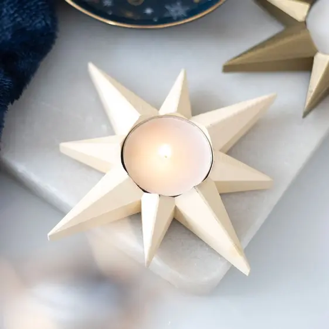 Star Tea Light Holder- Cream