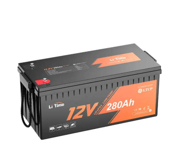 Batterie  12 V 280 Ah LiFePO4 avec décharge continue de 200 A, protection basse température et cycle profond 