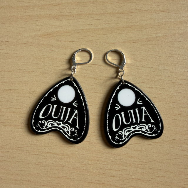 Ouija earrings silver plated ear hooks