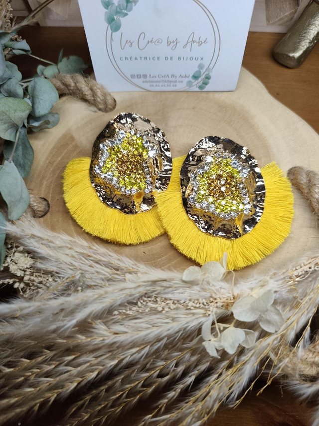 BO BIG BOHEME STRASS JAUNE MOUTARDE 0000230