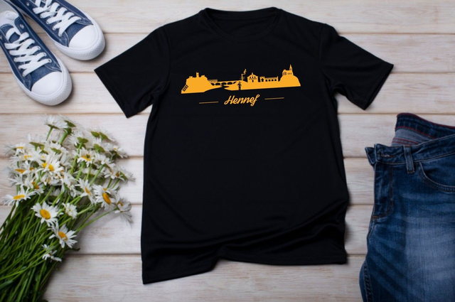 T-Shirt - 5202 Hennef Stadtsilhouette - black / yellow