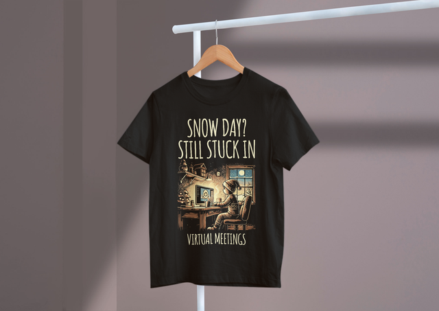 Snow Day Still Stuck in Virtual Meetings, Remote Work Humor. Der Snow Day steckt immer noch in virtuellen Meetings und Remote-Work-Humor fest