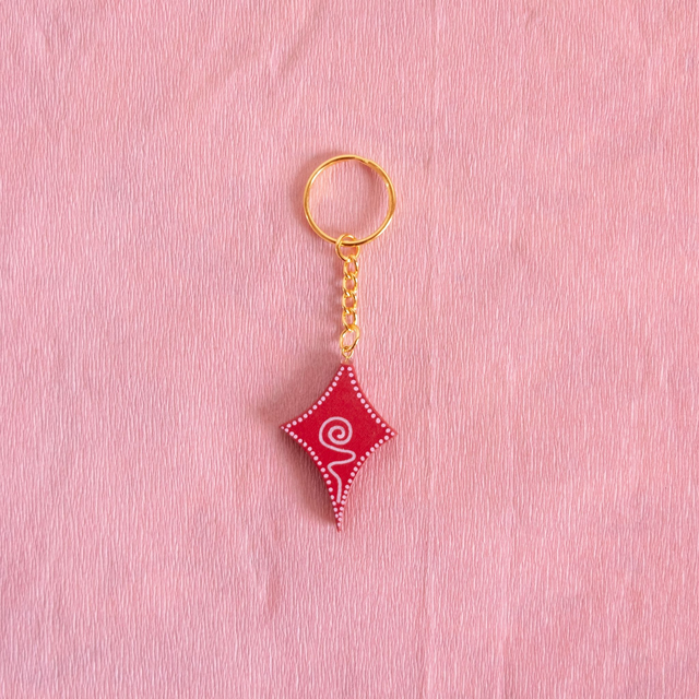 Porte-Clef - Etoile Rouge et Rose
