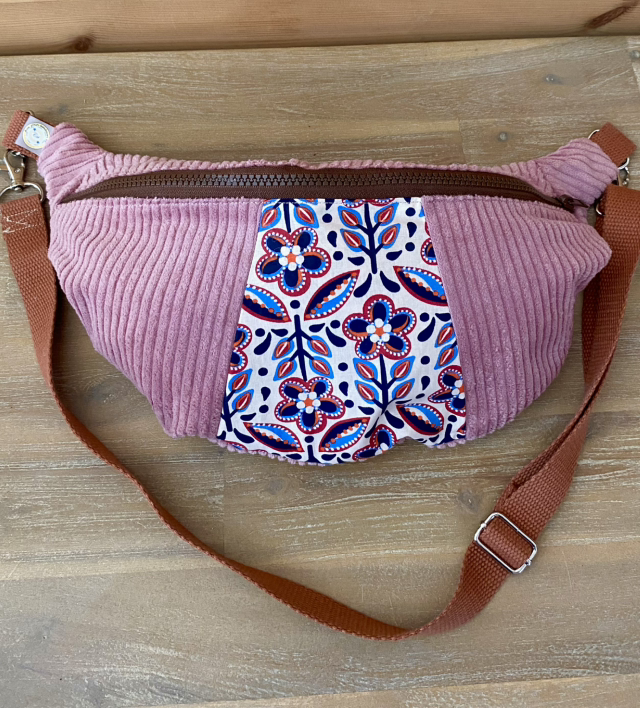 Sac banane velours rose