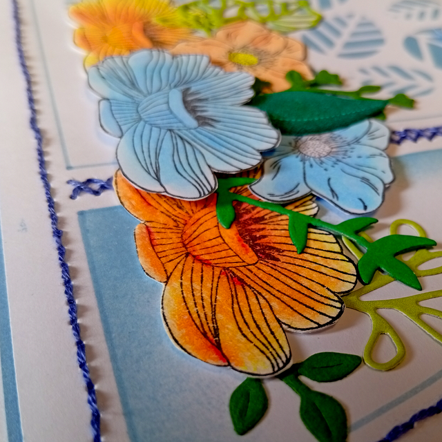 Carte Fête des Mamies faite main - Carte fleurie artisanale, carte grand-mère couture main, Carte anniversaire mamie, création unique