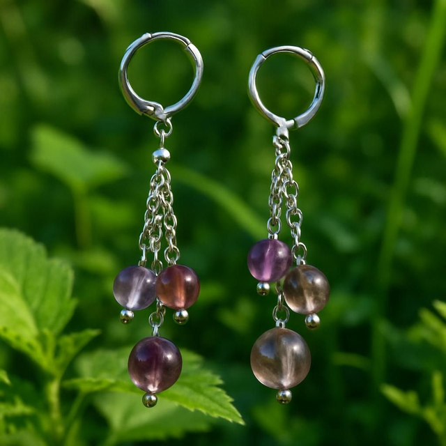 Boucles d'oreilles Améthyste fantôme