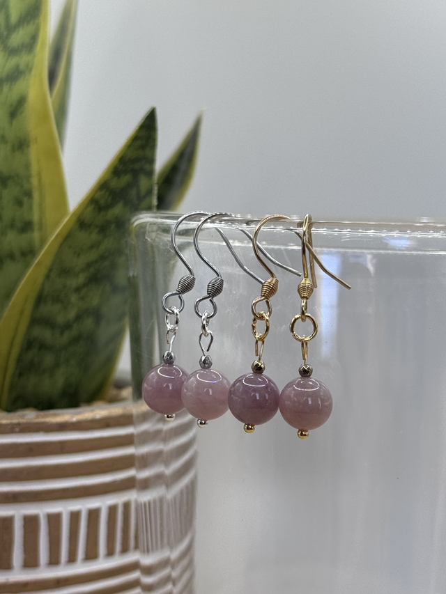 Boucles Quartz Rose de Madagascar 1 Perle