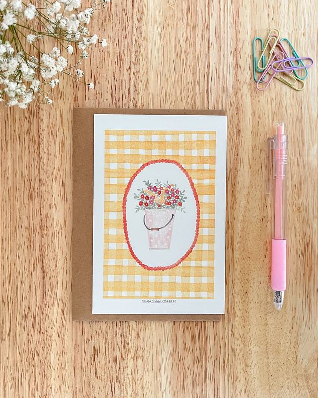 Carte Postale Sceau Fleuri – Illustration aquarelle