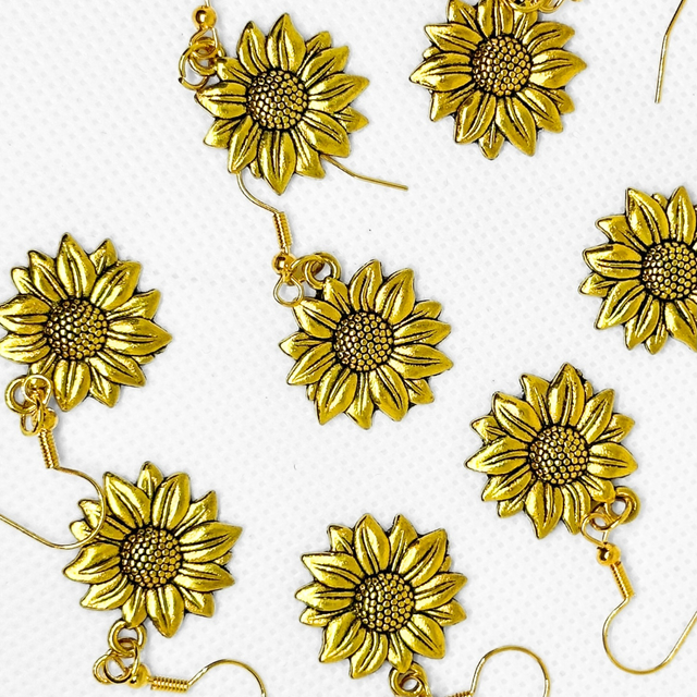 Gold Sunflower Earrings
