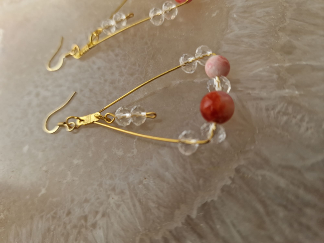 Boucles D'oreilles Cornaline Cristal Acier