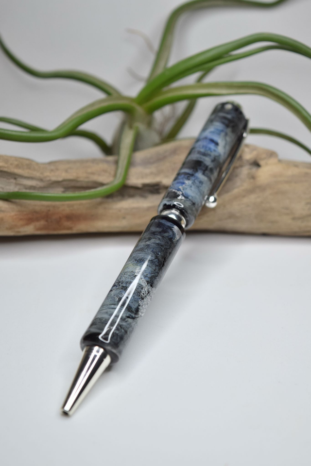 STYLO A BILLE FEUILLE D'ARGENT MONTURE ARGENT