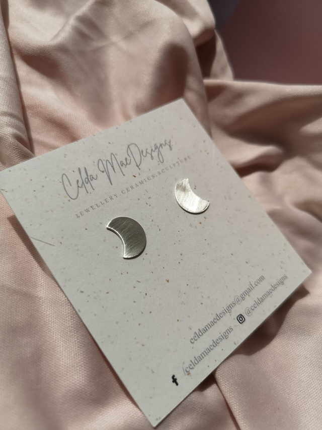 Mini Moon Studs - Matte