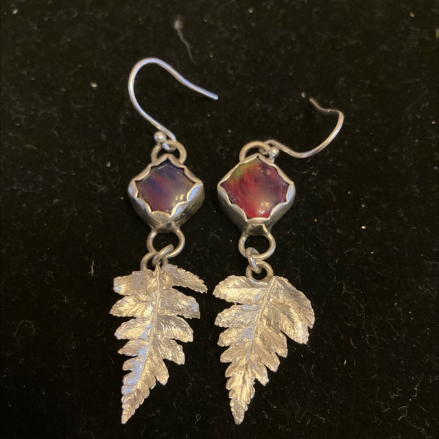 Fern aurora opal earrings