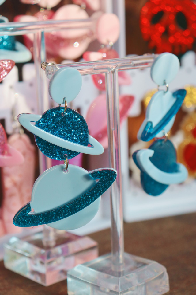 Boucles d'oreille • Cosmic trip in pink and blue