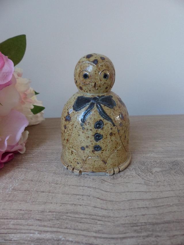 Chouette Vintage en Grès Pyrité – Sculpture Artisanale Céramique Zoomorphe pour Décoration Authentique et Chaleureuse, Collection ou Cadeau