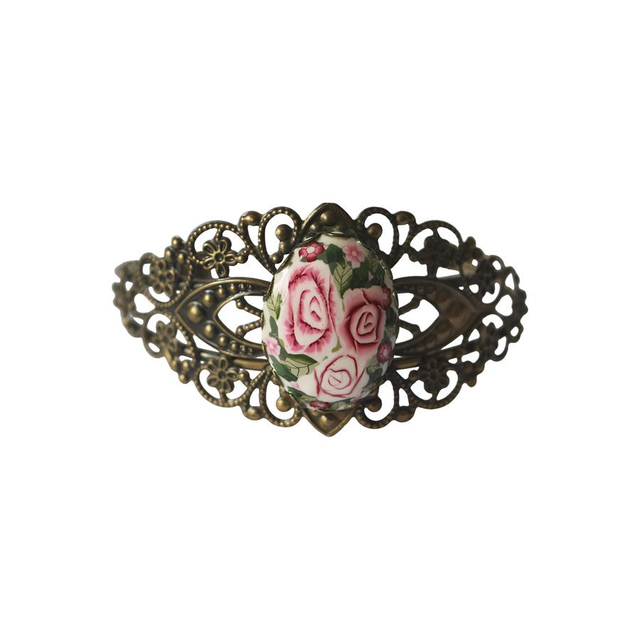 Bracelet jonc rétro trois roses