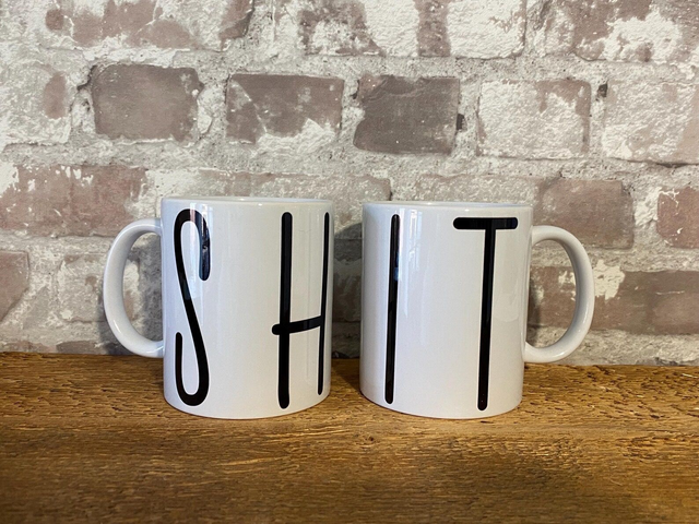 SH*T Minimalist Swear Word Mug - Rude Funny Gift for Friends (1)