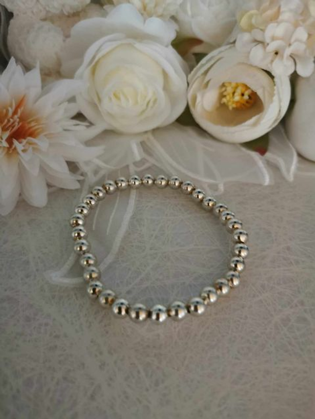 Bracelet Intemporel en Argent Sterling 925 – Perles de 6 mm sur Élastique