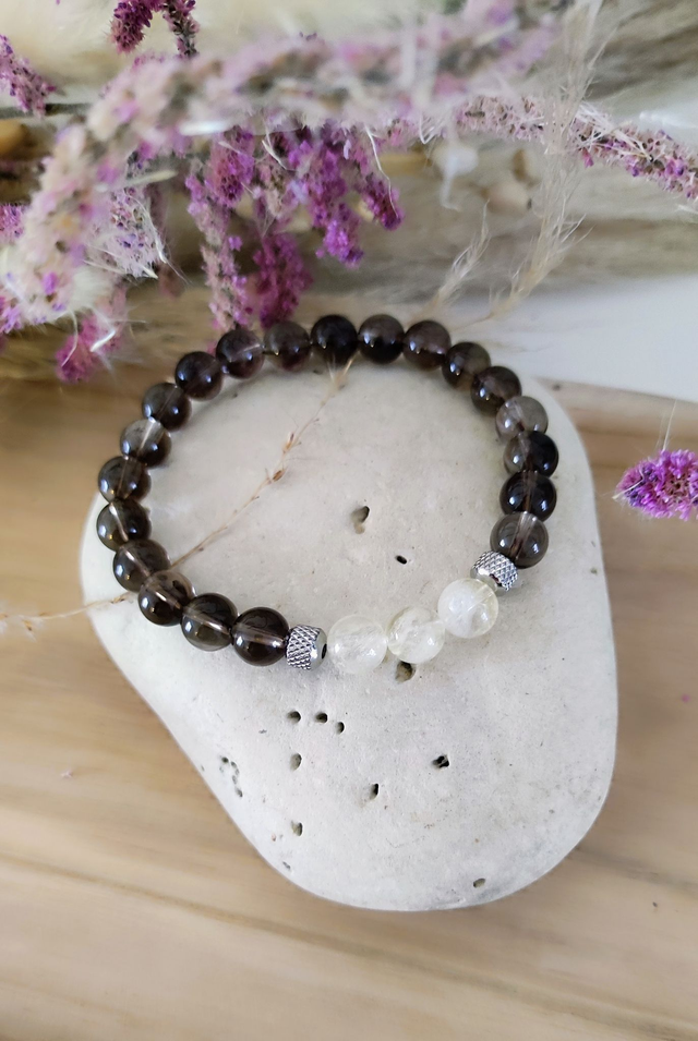 Bracelet "Optimisme" Quartz fumé et Citrine