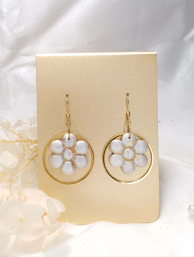 Boucles d'Oreilles "Fleur de Nacre"
