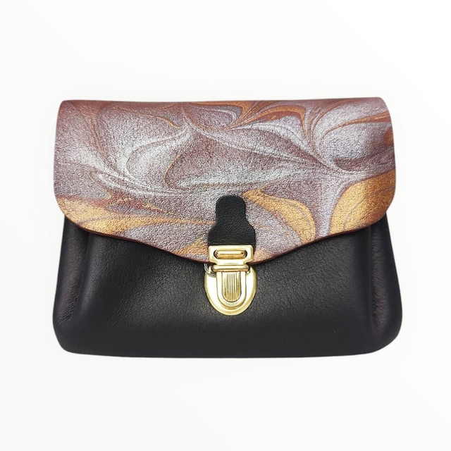 👛 Porte-monnaie à soufflet Taille 3 en cuir peint – Modèle unique, fait main en France