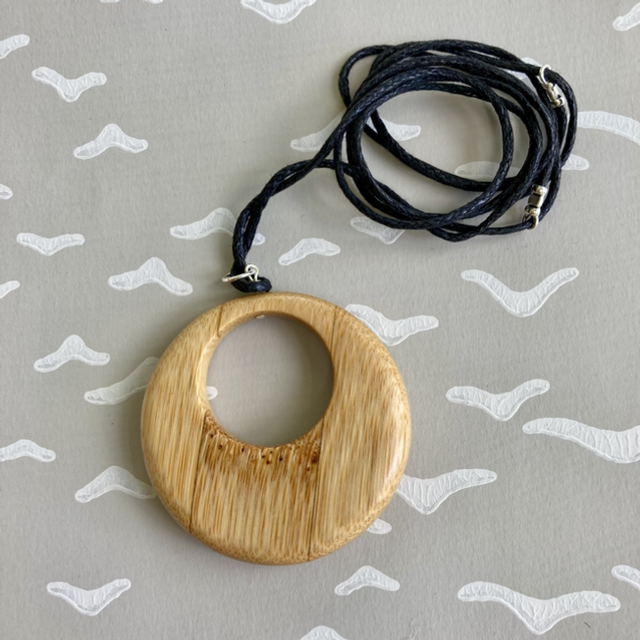 Bamboo - Round bamboo pendant - I was once a chopping board [012-0022]