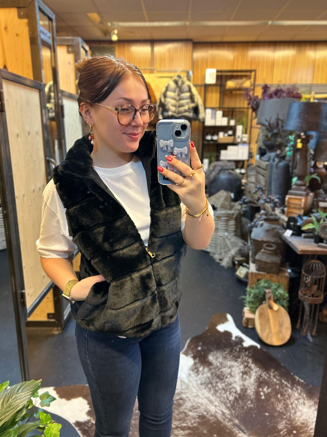 Teddy gilet zwart