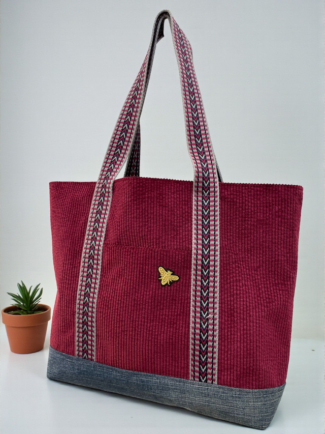 Cabas Essentiel - Velours Bordeaux