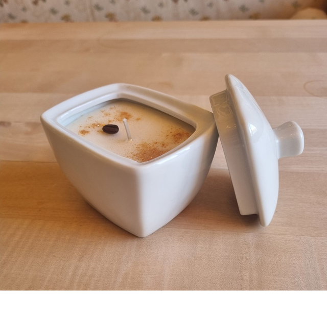 Kerze im Zuckertöpfchen mit Deckel - Unikat