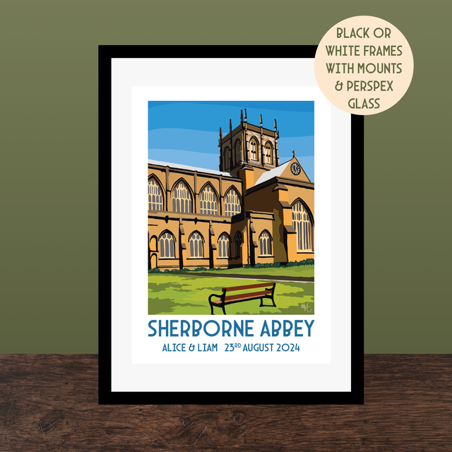 Sherborne Abbey, Personalised Wedding Venue Print