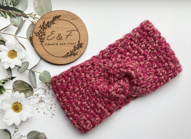 Handmade crochet ear-warmer headband for teens or adults