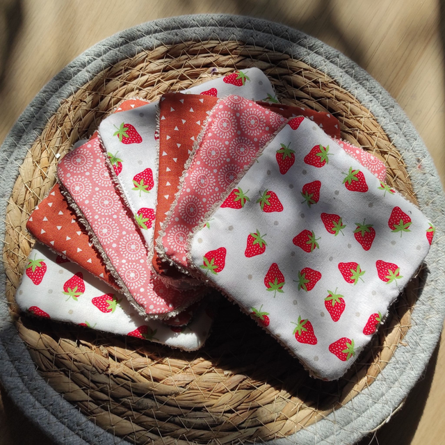 Lingettes lavables "Fraises"
