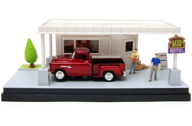 Speelgoed auto - A little R&amp;R diorama met Chevrolet Stepside