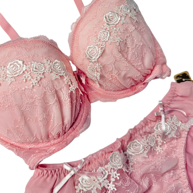 Pink Japanese Bra + Underwear Set UK 32DD 